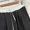High-waisted striped wide-leg cropped pants